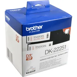 Brother PT Etiketten DK22251  rot/schwarz auf weiss  62mm x 15,24m  Rolle