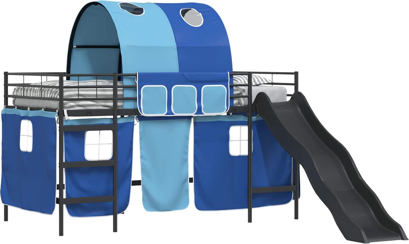 Kinder-Etagenbett Schwarz und Blau 100 x 200 cm Metall