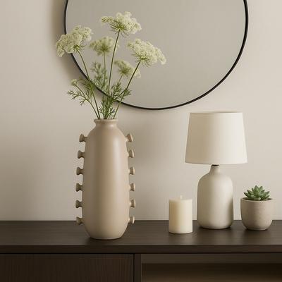 Sagebrook Home Unique Artistic Table Vase with Side Detailing - Tan