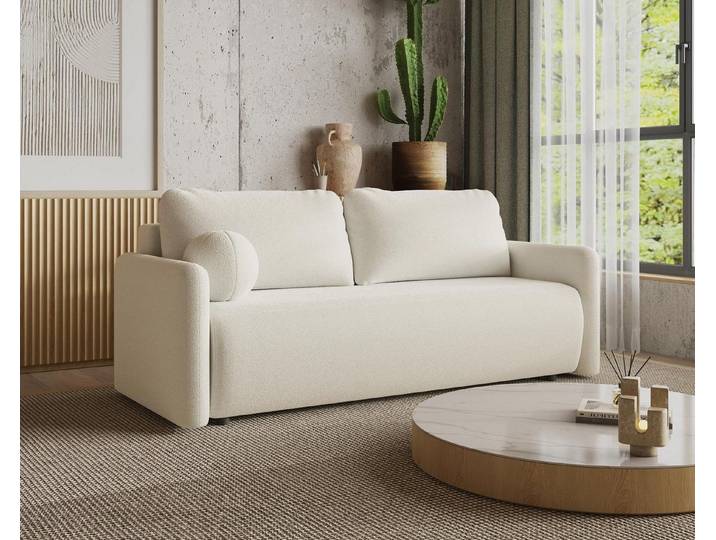 Compleo Schlafsofa boucle mit Bettkasten, Sofa modern 219 cm, Elegant design