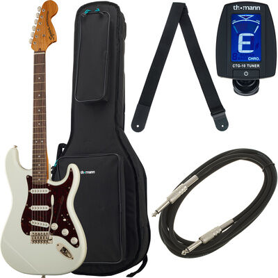 Squier CV 70s Strat LRL OWT Bundle Olympic White