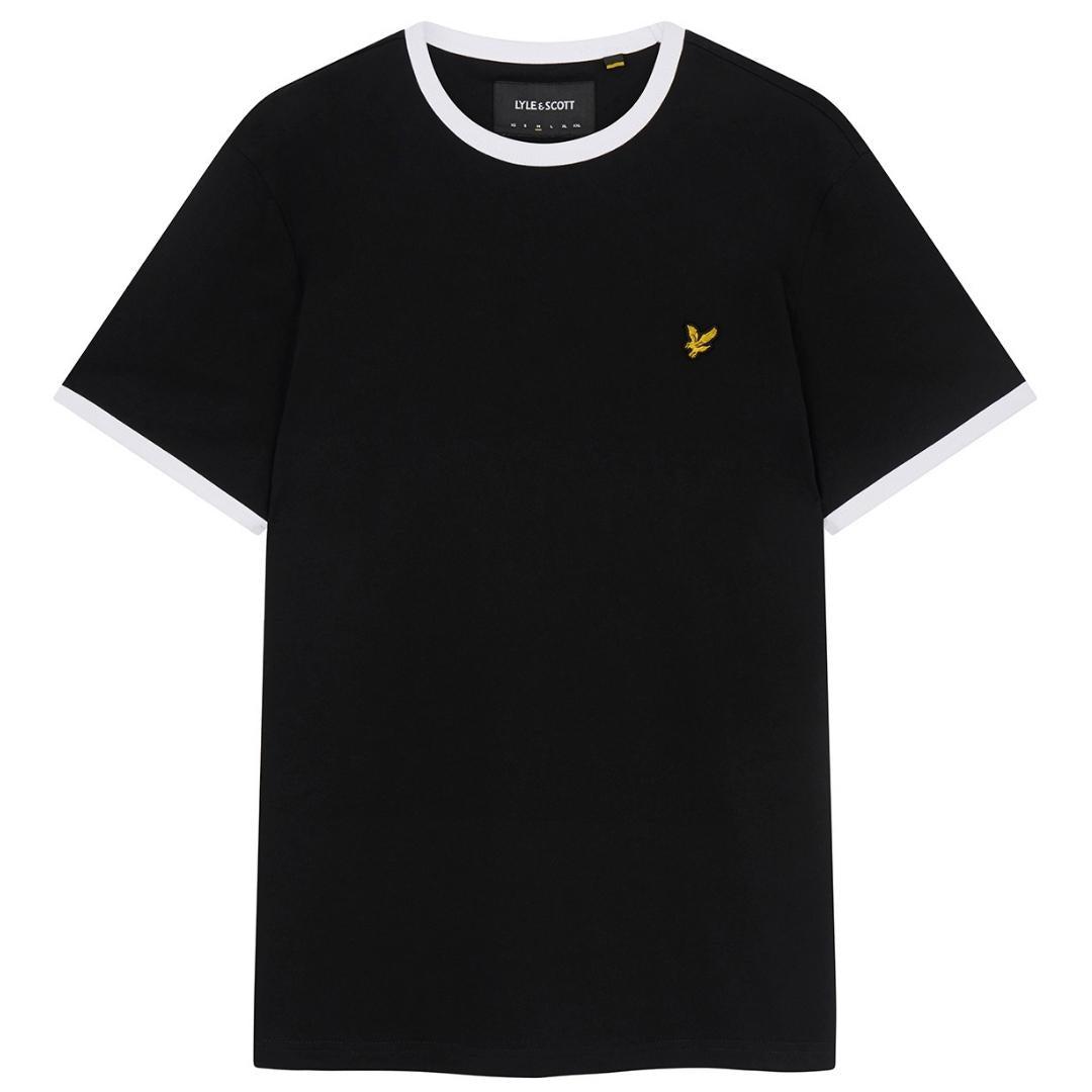 Lyle & Scott Marken-t-shirt Mit Schwarzem Ringer-muster