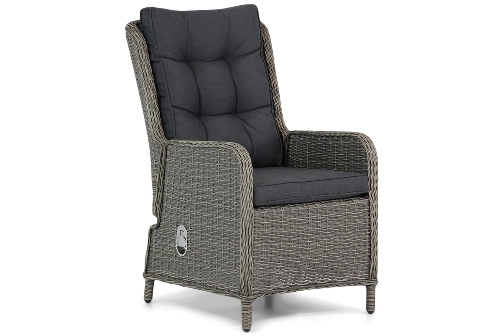 Garden Collections Kingston verstelbare tuinstoel met kussens in grijs polyrattan