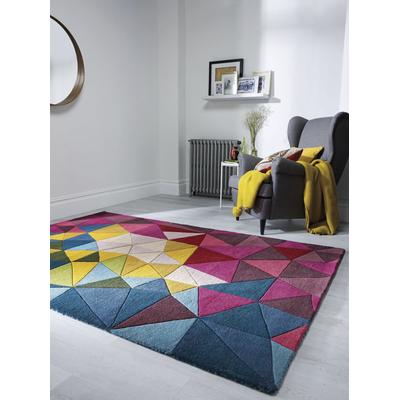 Wollteppich FLAIR RUGS "Falmouth, 100% Wolle", bunt (multi), B:120cm H:10mm L:170cm, Wolle, Teppiche, aus Naturfaser, bunt, Teppich, Wohnzimmer, Schlafzimmer, Esszimmer