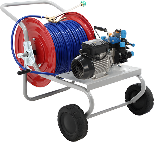 AgriEuro TOP-LINE Kit Motopompe électrique de pulvérisation avec chariot - Bertolini Pumps POLY 2020 H.P. RTE.1 - Pour produits chimiques et acides