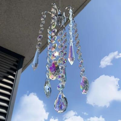 Inspired Living Crystal Suncatcher Chandelier Rainbow Window Prism Hanging Wind Chime Decor Crystal Suncatcher Chandelier Rainbow Window Prism Hanging Wind Chime Decor