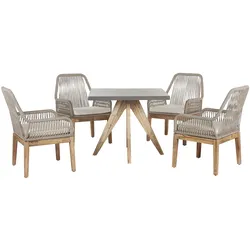 GARTENMÖBEL SET 4-Sitzer Faserzement grau 90/90 cm beige Olbia