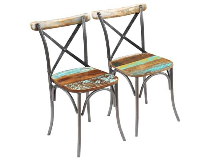 HGPOTUY Esszimmerstühle 2 STK. Altholz Massiv Stahlrahmen, Handgefertigt, Vintage Design, 110 kg Belastbar, Set für Esszimmer