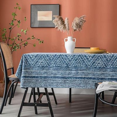 Tischdecke aus Baumwollleinen, rechteckige Tischdecken im Landhausstil für Küche, Essen, Party, Urlaub, Buffet