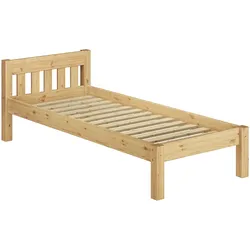Erst-Holz Einzelbett Massivholz-Bett Kiefer natur 90x200 Futonbett Bettrahmen Rollrost Singlebett 60.38-09FL