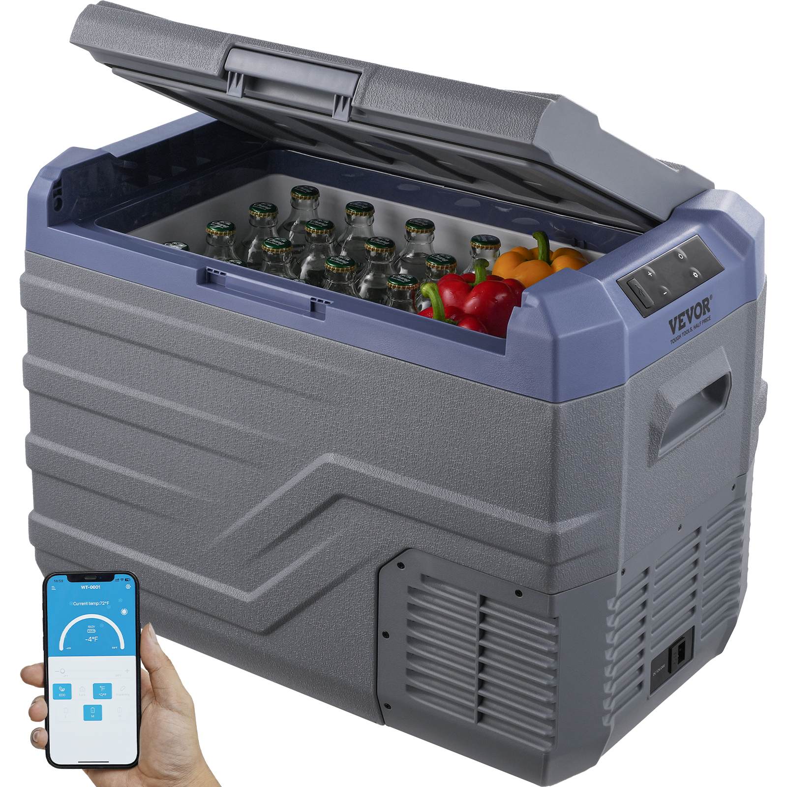 VEVOR Autokühlschrank, 12-Volt-Autokühlschrank, tragbarer 37-Liter-Einzelzonen-Gefrierschrank mit eingebautem Licht, -20 °C bis 20 °C, 12/24 V DC und 100-240 V AC-Kompressorkühler für Outdoor, Camping, Wohnmobil