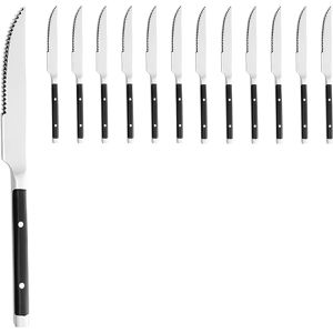 WAS Steakmesser Bistro Trend, 12 Stück, 12 cm Edelstahlklinge mit Wellenschliff, Kunststoffgriff
