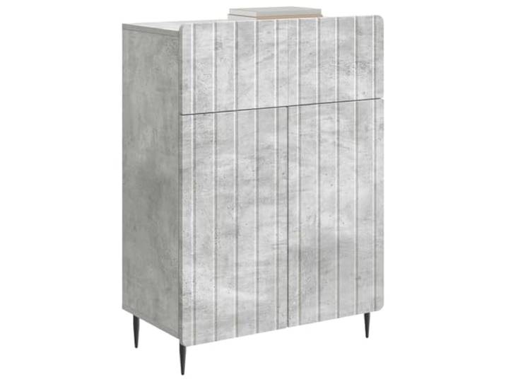 KTHLBRH Anrichte grau Beton 66 x 34,5 x 92 cm Technisches Holz, 4 Etagen, Schublade für Haushaltsgeräte, 90° Tür, für Wohnzimmer und Esszimmer