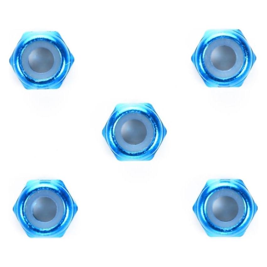 Tamiya 3mm Thin ALU Lock Nut blue (5) (TAM 54155)