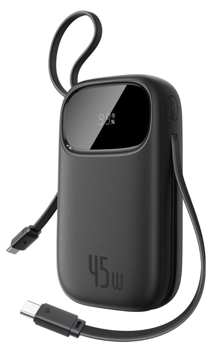 Baseus Powerbank 10000 mAh, 45W, met geïntegreerde kabels, zwart