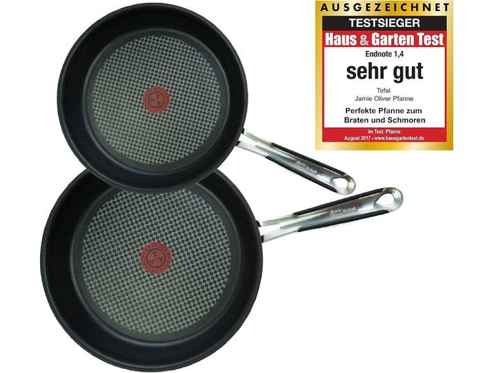 Tefal Pfannen-Set Jamie Oliver Pfannenset 2-tlg, Bratpfanne 24 und 28 cm, (2-tlg), Induktion Pfannen mit Antihaftbeschichtung, Edelstahl