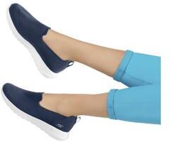 Wide Width Women's The Go Walk Joy Slip On Sneaker by Skechers in Navy Wide (Size 7 W)