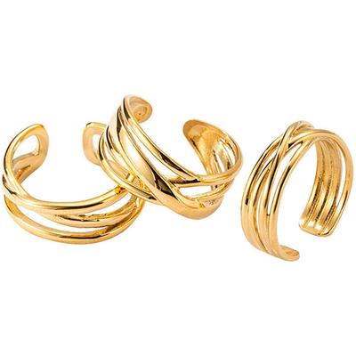 Ring-Set FIRETTI "Multipack Schmuck Geschenk Damenring verschlungen", gold (gelbgoldfarben), Fingerringe, Damen, 7,3 g, Edelstahl, Made in Germany