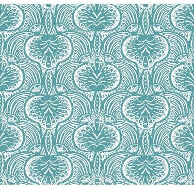 Ronald Redding Lotus Palm Aqua Wallpaper