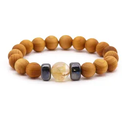Cedarwood Solar Plexus Chakra Bangle with Citrine