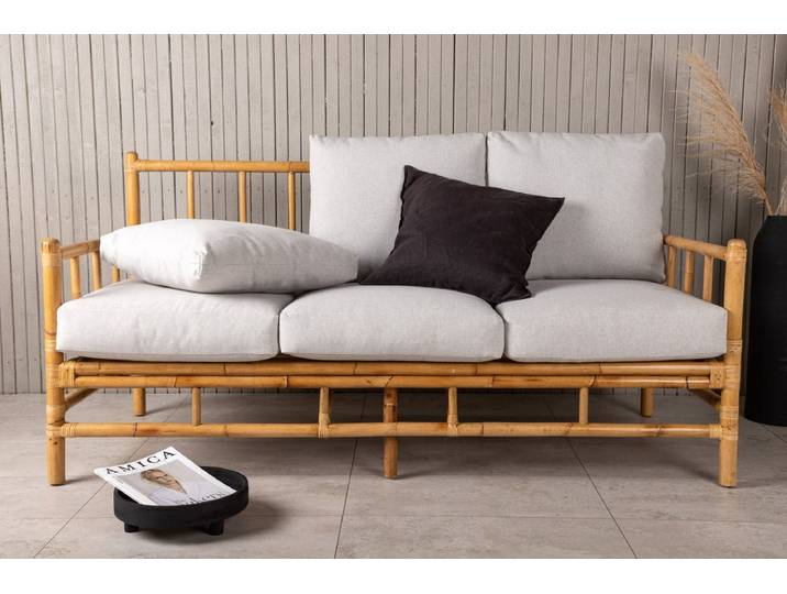 Gartensofa Sofia - Dreisitzer aus Bambus - Natur - Luxusbetten24