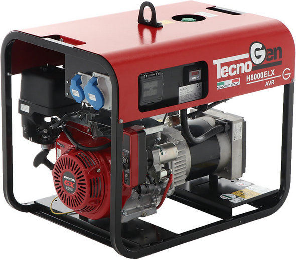TecnoGen H8000ELX - Generatore di corrente a benzina avv. elettrico 5.8 kW - Continua 5.2 kW Monofase