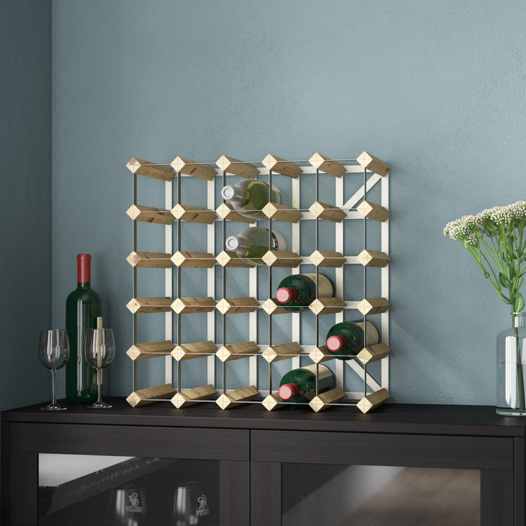 Rio Candace 30 Bottle Floor Wine Bottle Rack Natural Pine / Galvanised Steel 52cm H X 52cm W X 23cm D