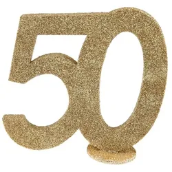 50. Geburtstag gold glitzer Tischdekoration 11x 10 cm Zahl 50