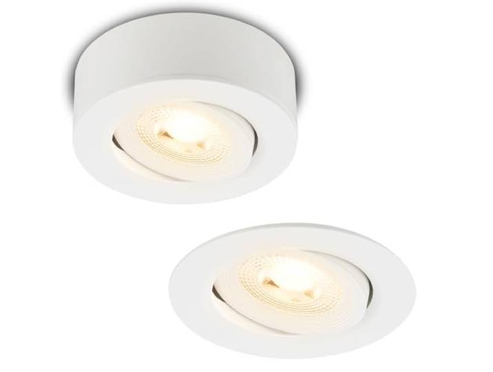 BRILONER - Spot LED apparent et encastré 2 en 1 orientable\, lumière blanche chaude\, plat\, LED Spot 230V\, spot de plafond\, luminaire encastré\, spot de plafond\, 68mm\, 90x30mm (DxH)\, blanc