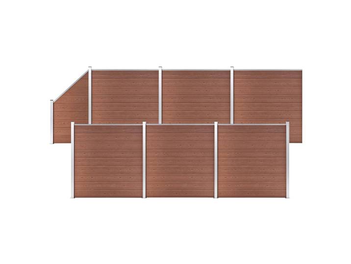 vidaXL WPC Zaun-Set 6 Quadrate + 1 Schräge 1138x186 cm Braun