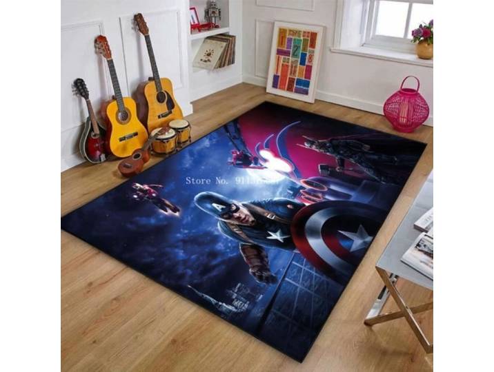 DSN-6919 Tapis de porte «The avengers Marvel» super-héros iron Man américain chambre à coucher salon cuisi Taille:120x180cm