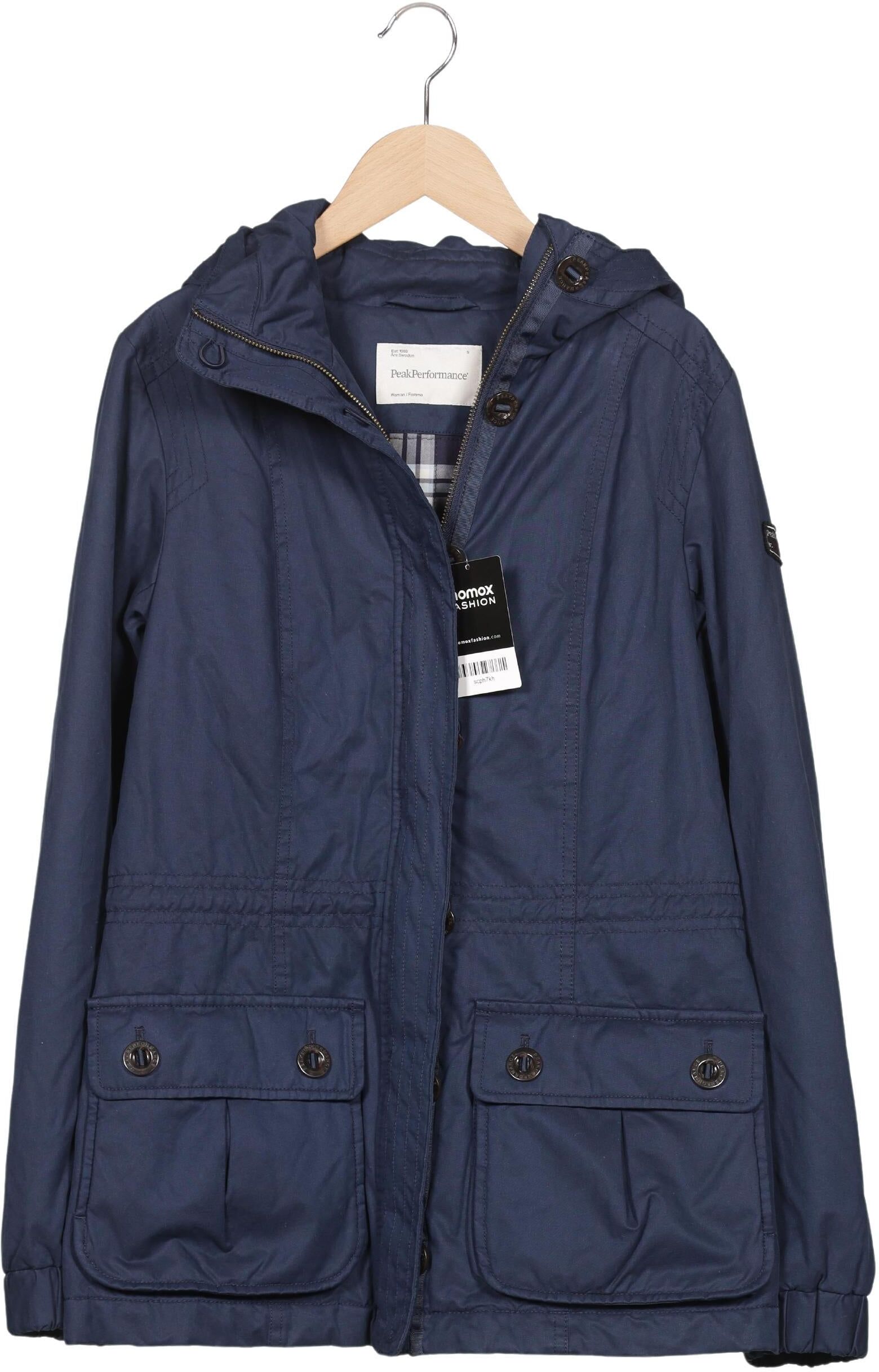 Peak Performance Damen Mantel, Marineblau, Gr. S, Synthetik / Baumwolle - Second Hand