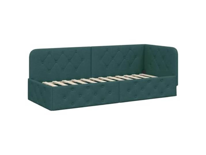 PUGYNBK Eckbettgestell Dunkelgrün, 80 x 200 cm, Stoff Bezug aus Polyester, platzsparendes L-Design, umkehrbare Armlehne, Schlafsofa