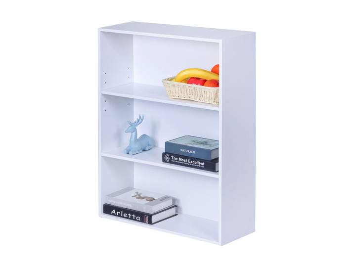 Bücherregal mit verstellbaren Böden 3 Ebenen Weiss