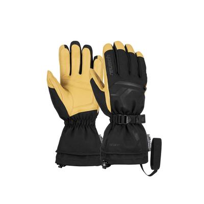 Skihandschuhe REUSCH "Down Spirit", Damen, Gr. 8,5, schwarz (schwarz, beige), 50% Polyester, 45% Ziegenleder, mehrfarbig, Handschuhe, mit höchster Wärmestufe