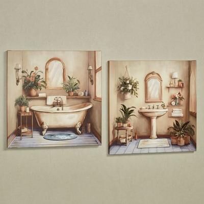 Touch of Class Serene Retreat Bathroom Canvas Wall Art Multi Warm Set of Two, Set of Two, Multi Warm
