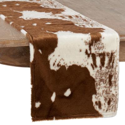 Saro Lifestyle Cow Hide Design Faux Fur Runner