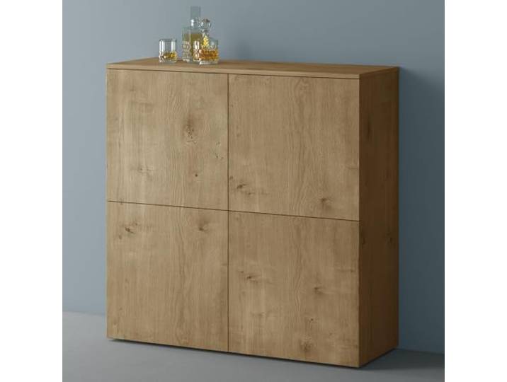 Mai & Mai Sideboard 100cm Kommode 4 Türen Soft-Close grifflos Stauraum Kommodenschrank, Wohnzimmer Möbel, Flurschrank, bis zu 8 Staufächer, Kerneiche, BxTxH:100x36,4x98cm, Schrank04
