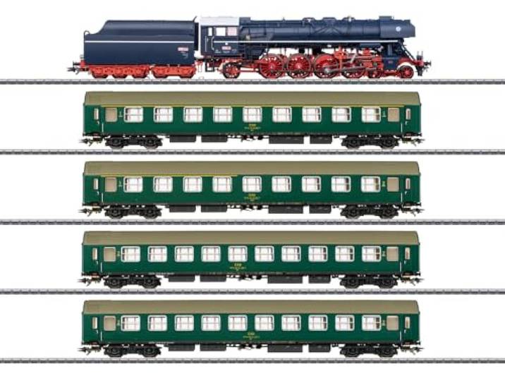 Märklin H0 - Museumszug (Dampflokomotive „Albatros“ mit Vier Personenwagen) - mfx+ Digital-Decoder - Sound, Licht & Rauch - Filigrane Metallkonstruktion – Epoche VI - 26498