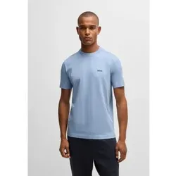 BOSS für Herren. 50506373 Kontrast-Logo-T-Shirt blau (L), Lässig, Baumwolle, Kurzarm