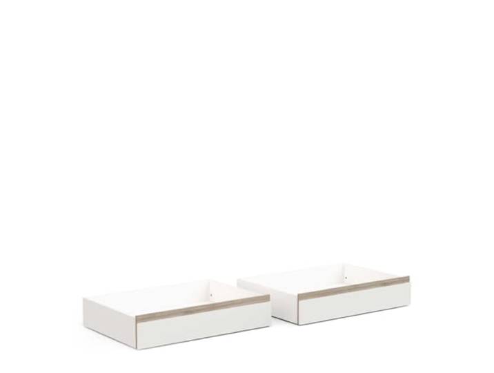 Demeyere Clyde Bettschublade aus Holz, modern und funktional, 2 Schubladen, mattweiß, Eichen-Finish, Kronberg-Finish, Schlafzimmer für Erwachsene, 71,1 x 99,1 x 20 cm
