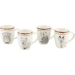 creaTable Kaffeebecher 4er-Set FREUNDE DES WALDES - B/H/T ca. .20x.15x3.15