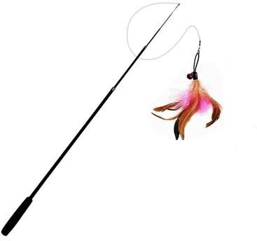 Uplift Picks Extendable Cat Teaser Rod Retractable Feather Wand With Bells For Active Indoor Play red 1 Pc