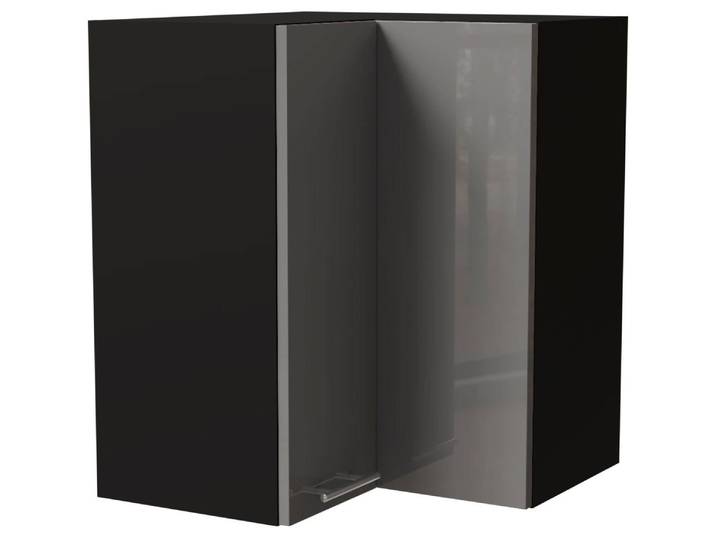 Feldmann-Wohnen Eckhängeschrank Essen (W12/60, 2-türig, 2 Einlegeböden, 1-St., moderne Optik, lackierte Fronten) 60x60x72cm schwarz - grau Hochglanz (ES-W12/60)