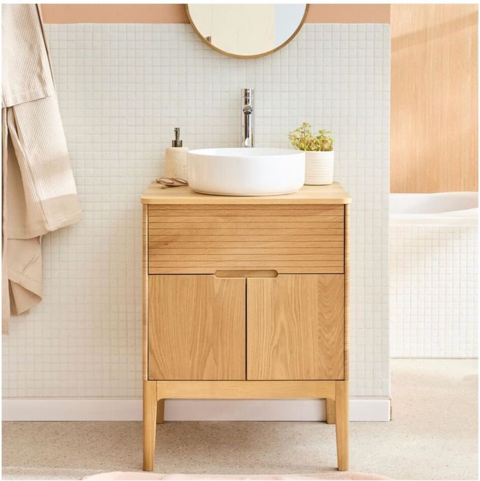 Mob In Ensemble meuble simple vasque 60cm + vasque Beige 60x78x50cm