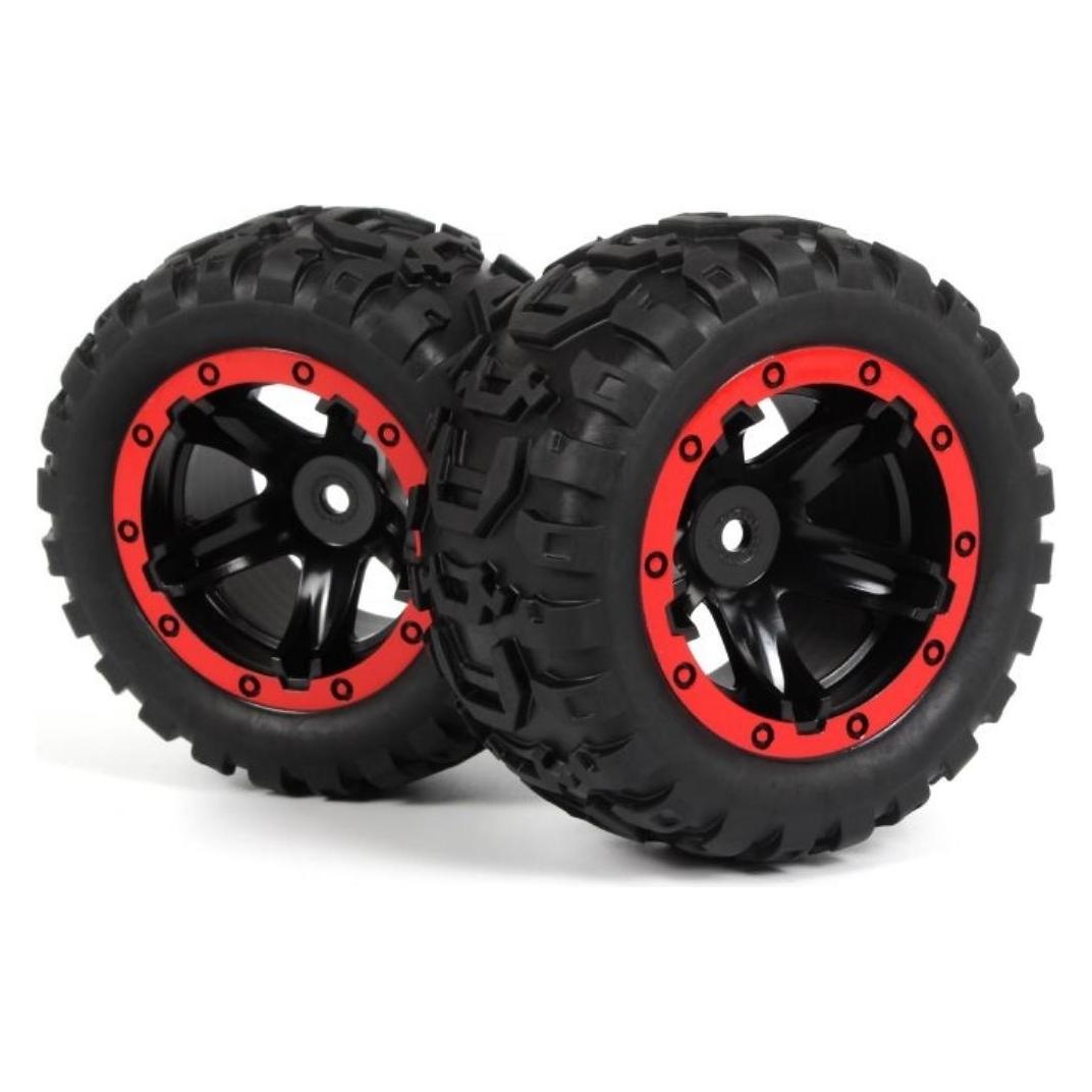 Blackzon Slyder MT Wheels/Tires Assembled (Black/Red) (BL540194)