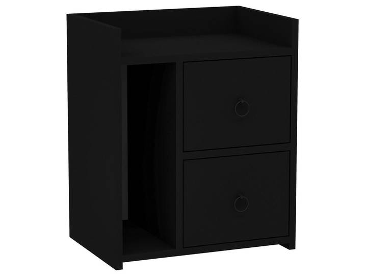 Livetastic Nachtschrank, Schwarz, 50x60x35 cm, Schlafzimmer, Nachttische