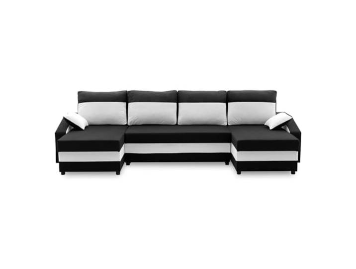 Mebligo ECKSOFA U MIT SCHLAFFUNKTION Sparta Schwarz/Weiß