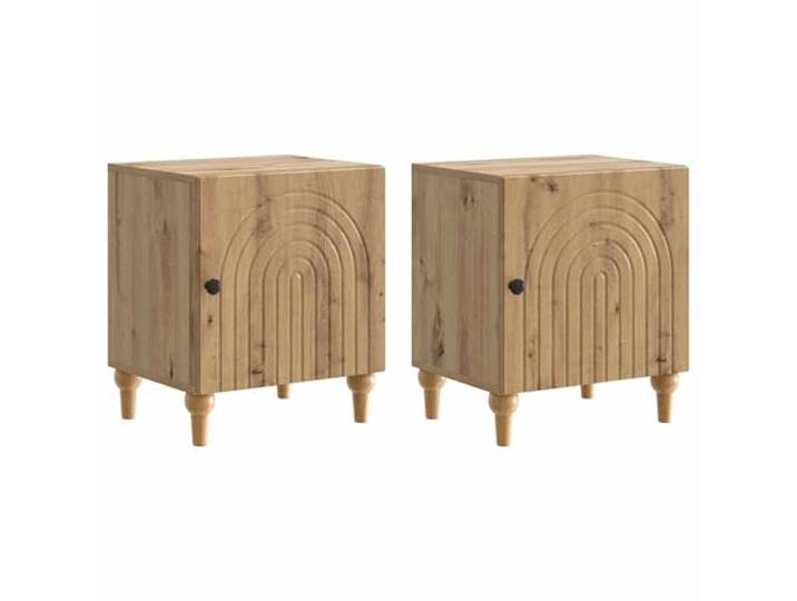 hliofuir 2X Nachttisch Artisan-Eiche 43x34,5x50 cm Holzwerkstoff Kompakte Beistelltische mit Tür für Schlafzimmer und Wohnbereich, gestreiftes Randmuster für moderne Akzente.