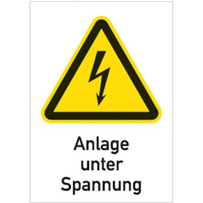 Schild Anlage unter Spannung, Kombischild, Kunststoff, 210x297 mm